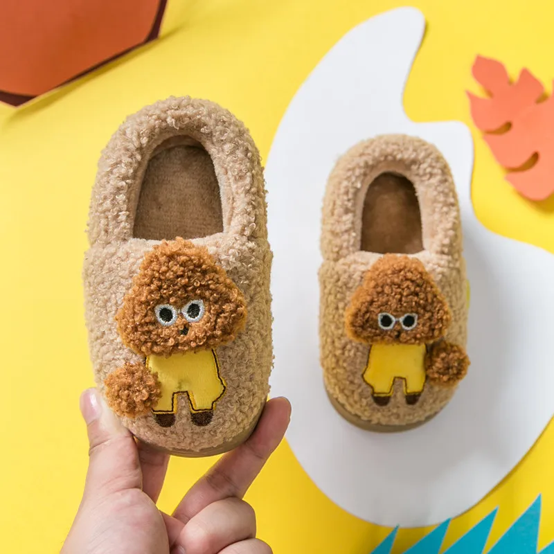 

Winter Plush Slippers Kids Toddler Fluff Flip Flop Girls Indoor Cartoon Slide Baby Boys Warm Dog Slippers House Children Slipper