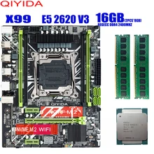 Carte mère X99 avec XEON E5 2620 V3, 2x8 go DDR4, 2400Mhz, kit combo de mémoire, NVME, usb 3.0, MATX, pour serveur Comparable à huanan