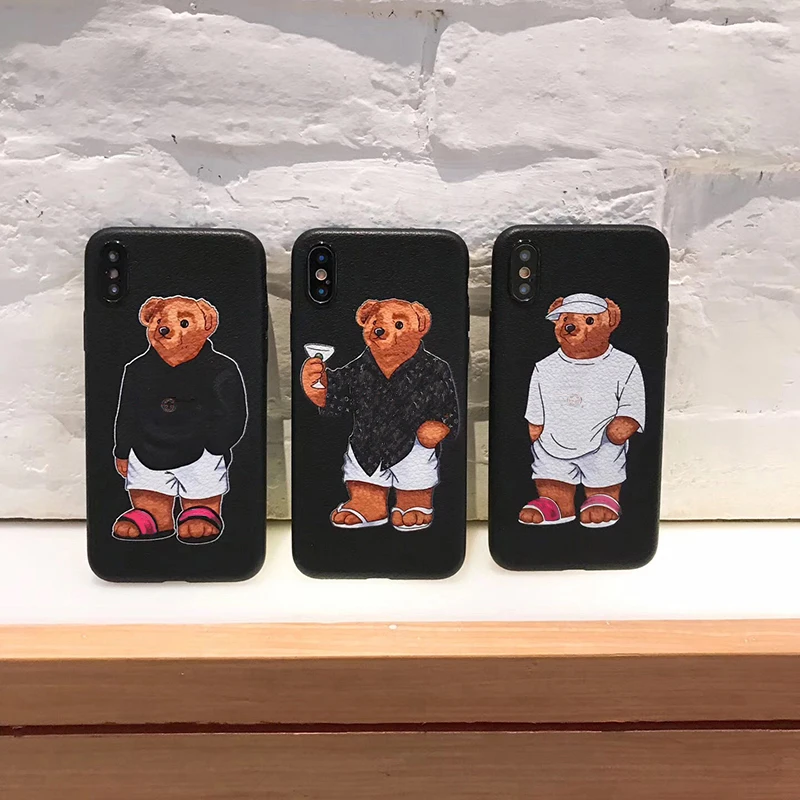 Роскошный милый чехол с текстурой кожи медведя для отдыха для iPhone 11 pro X XR XS MAX 6 S 8 7 Plus, мягкий силиконовый чехол из ТПУ для улицы США