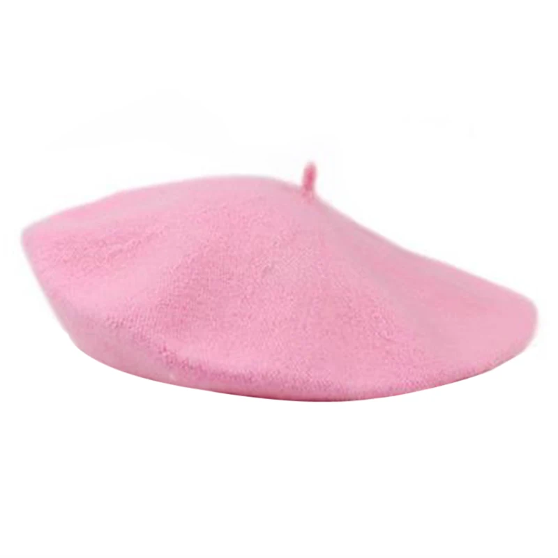 light pink DIHOPE, теплая зимняя женская уличная шапка, шапка для женщин, берет для девочек, одноцветная, французская, Boinas De Mujer, шапка для художника, женская, винтажная - Цвет: light pink