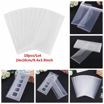 

10pcs/set 10*24cm Transparent Plastic Folder Bags Storage Pockets For Storing Slimline Cutting Dies Stamps Embossing Template