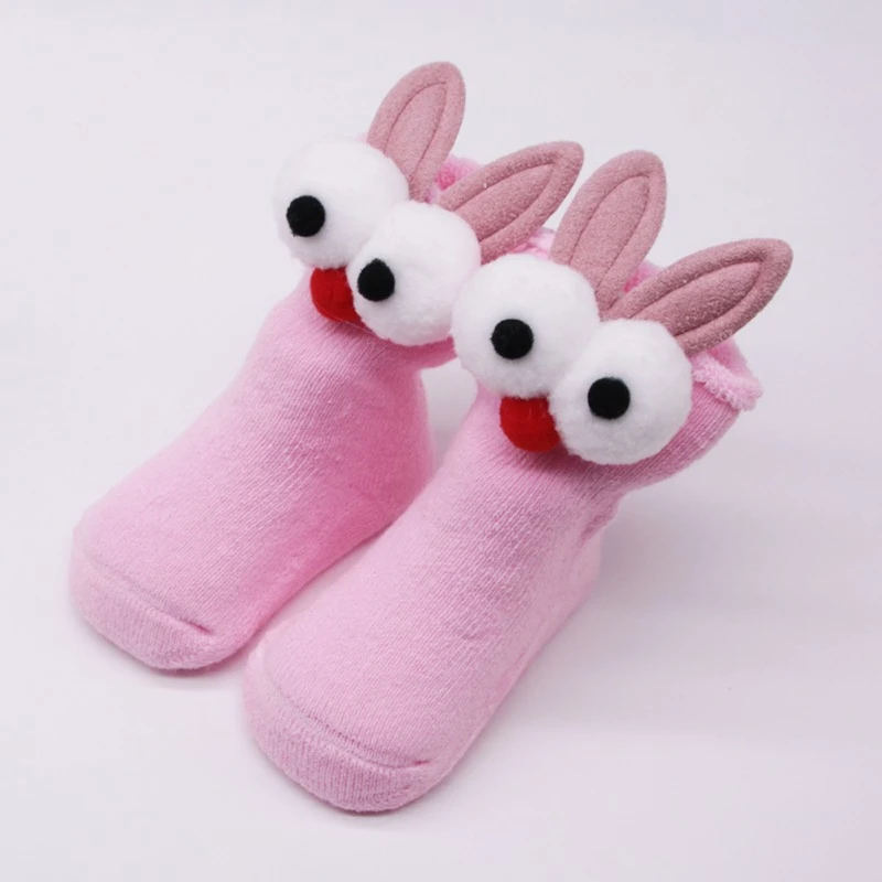 pink Г. Новые весенние милые хлопковые носки с кроличьими ушками для мальчиков и девочек Теплый нескользящий носок-тапочки теплые гетры - Цвет: pink
