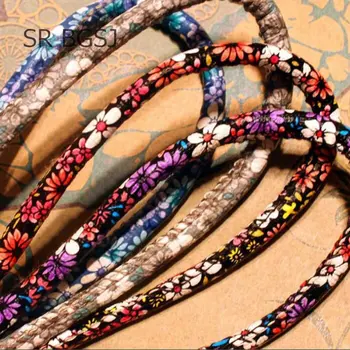 

Free Shipping 10meters 6mm Jewelry DIY Findings Flower Leather Pu Thread Round Cord