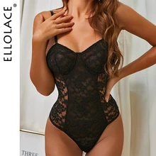 

Ellolace Lace Bodysuit Women Bodycon Body Transparent Bodies For Women Sleeveless Sexy Overalls For Women Lace Body Suit