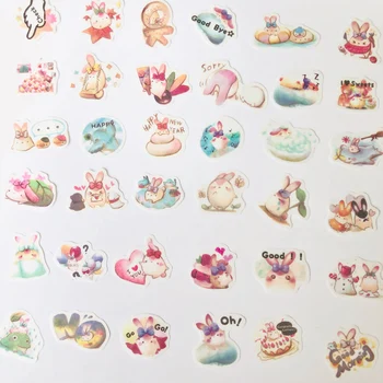 

40pcs /Pack ( 40 Designs ) Lovely Naughty Rabbit DIY Sticker Stick Label Notebook Album Diary Decor Student Gifts