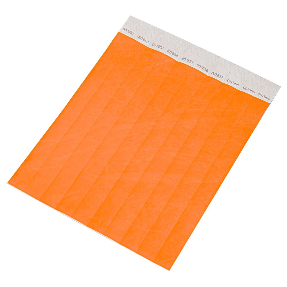 Neon Orange Color 3/4 inch Tyvek Wristbands with Number, Beautiful Color Wristbands for Parties Events Identification 500 pieces