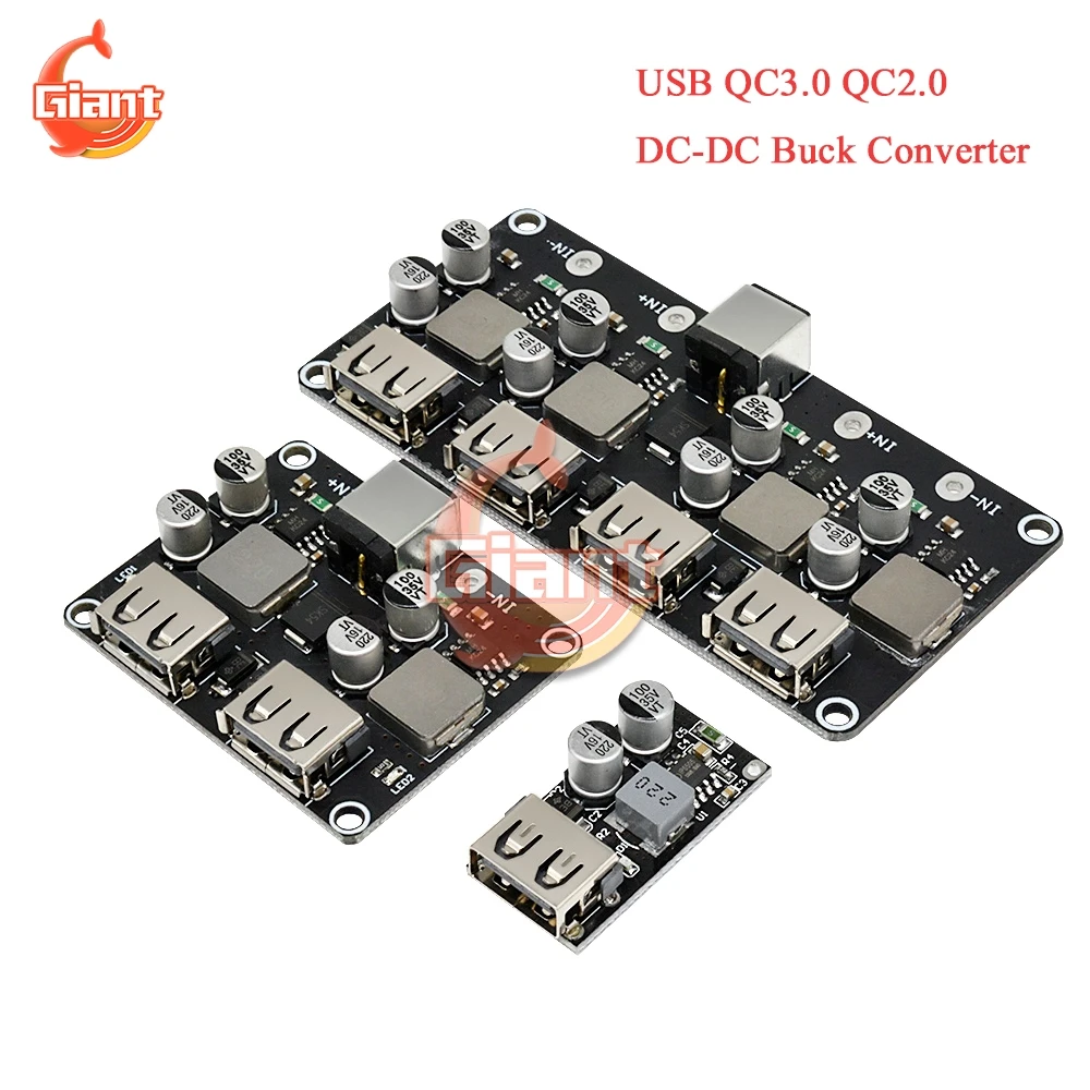 Адаптер USB QC3.0 QC2.0 понижающий модуль быстрой зарядки 6 32 В 9 12 24 для автомобиля 5 в