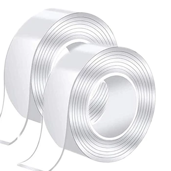 

2 Pack Double Sided Tape Heavy Duty Removable Tape Traceless Adhesive Washable Tape Transparent Tape