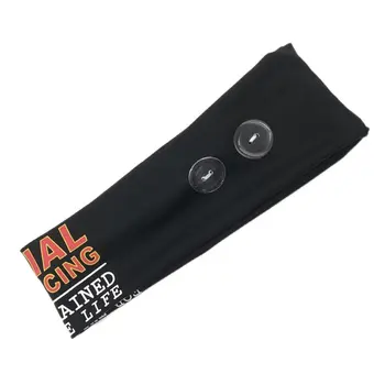 

Elastic Headband Exquisite Letter Pattern With Four Buttons For Mask Wide Headband Yoga Sports Headband