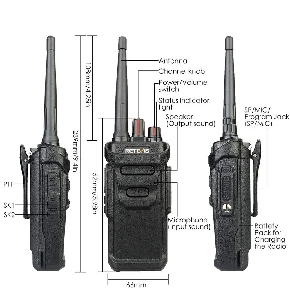 4 шт. RETEVIS RT48/RT648 IP67 водонепроницаемая профессиональная рация PMR радио PMR/FRS VOX