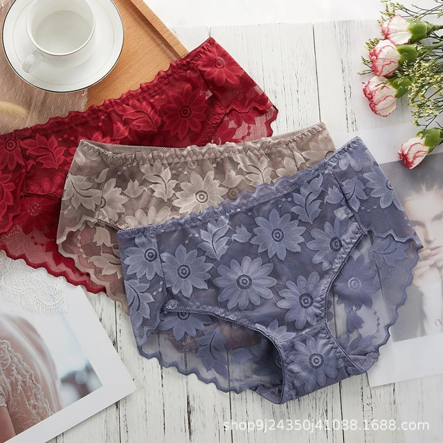 Women's Underwear Sexy Lace Panties Fashion Flower Hollowed Out Briefs Mid Waist  Seamless Underpants Female Invisible Lingerie - AliExpress