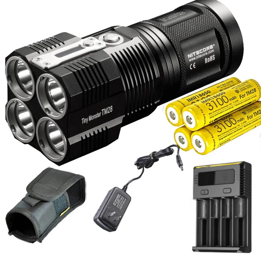 Перезаряжаемый модный фонарь NITECORE TM28 4 * CREE XHP35 HI LED max 6000 люмен прожектор 8 режимов