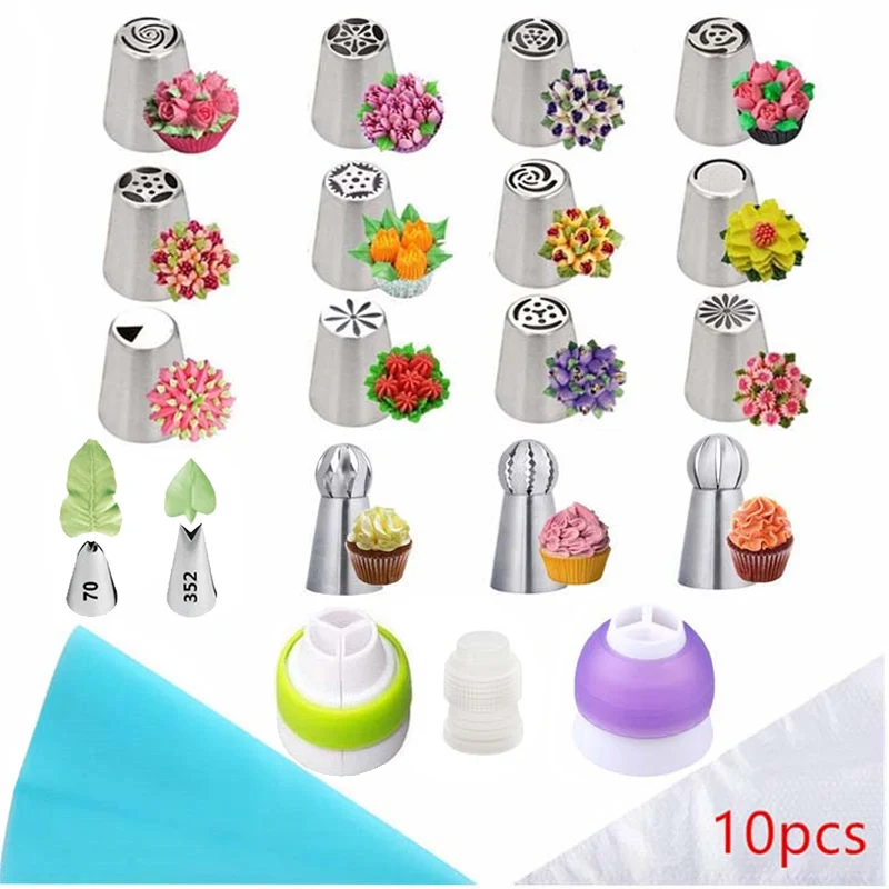 

31pcs Cake Russian Tip Icing Piping Nozzle Pastry Cream Tips Stainless Steel Pastry Nozzles Confectionery Tool Baking Pastry Bag