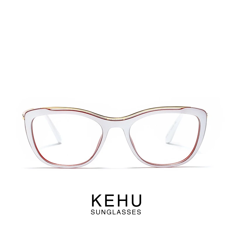 KEHU summer New Style Cat Eye Glasses Women Brand Ultralight Fashion Non-Optical Eyeglass Frame UV400 Lens Goggles KE39