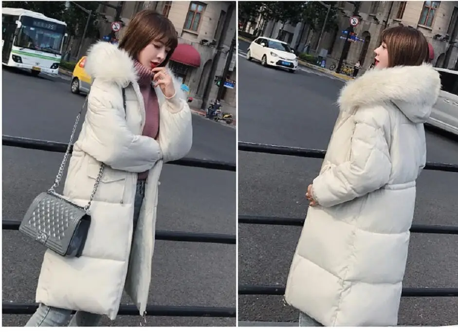 white TYJTJY Модные женские зимние пальто новые женские пуховики парка свободные тонкие средней длины толстые пальто с меховым воротником одежда из хлопка - Цвет: white