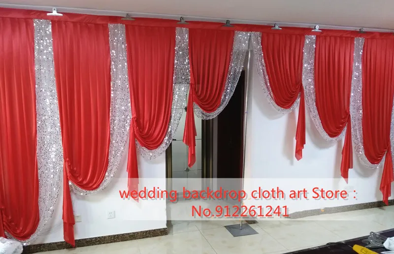 

3 M*6 M sequin swags of backcloth design wedding stylist swags for backdrop Party Curtain Celebration Stage design drapes