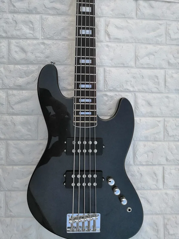 Электрическая бас гитара джаз бас черный цвет 5 струн палисандр гриф HH ...