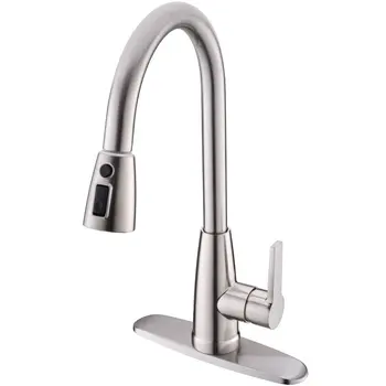 

Modern High Arc 1 or 3 Hole Touch Single Handle Stainless Steel Prep Sprayer Pull Out Pull Down Sprayer Kitchen Sink Faucet Brus