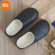 Xiaomi 2021 Winter Unisex Warm Plush Cotton Slippers Waterproof Non-Slip Home Woman And MenThick Sole Soft Indoor Couples Shoes