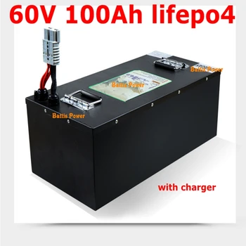 

60V 100AH lifepo4 lithium battery BMS lithium bateria for scooter Inverter EV bike Tricycle caravan EV + 10A charger