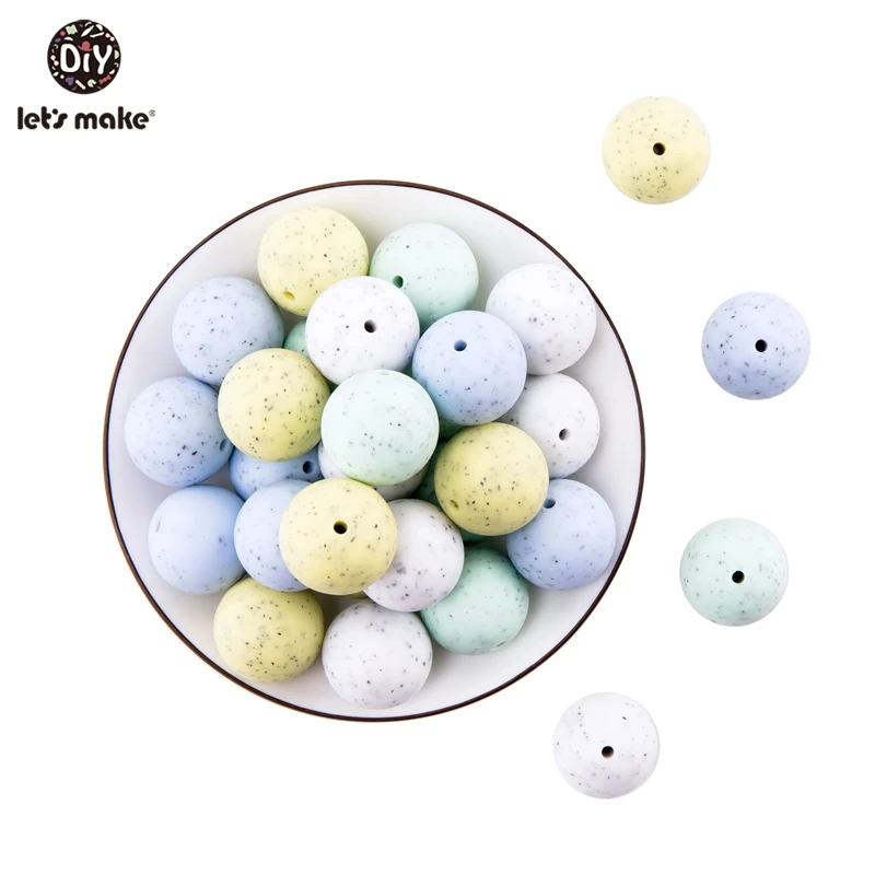 

Let's Make 20mm Silicone Beads Round Loose Teething 100pc Chew Jewelry Colorful Balls Sensory Kids Chew Toys Bite Necklace Beads