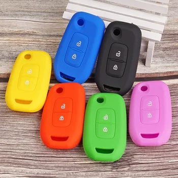 

Silicone Rubber car key fob Protect skin set for Renault duster 2019 2020 logan captur 2 button flip Remote cover case shell cap