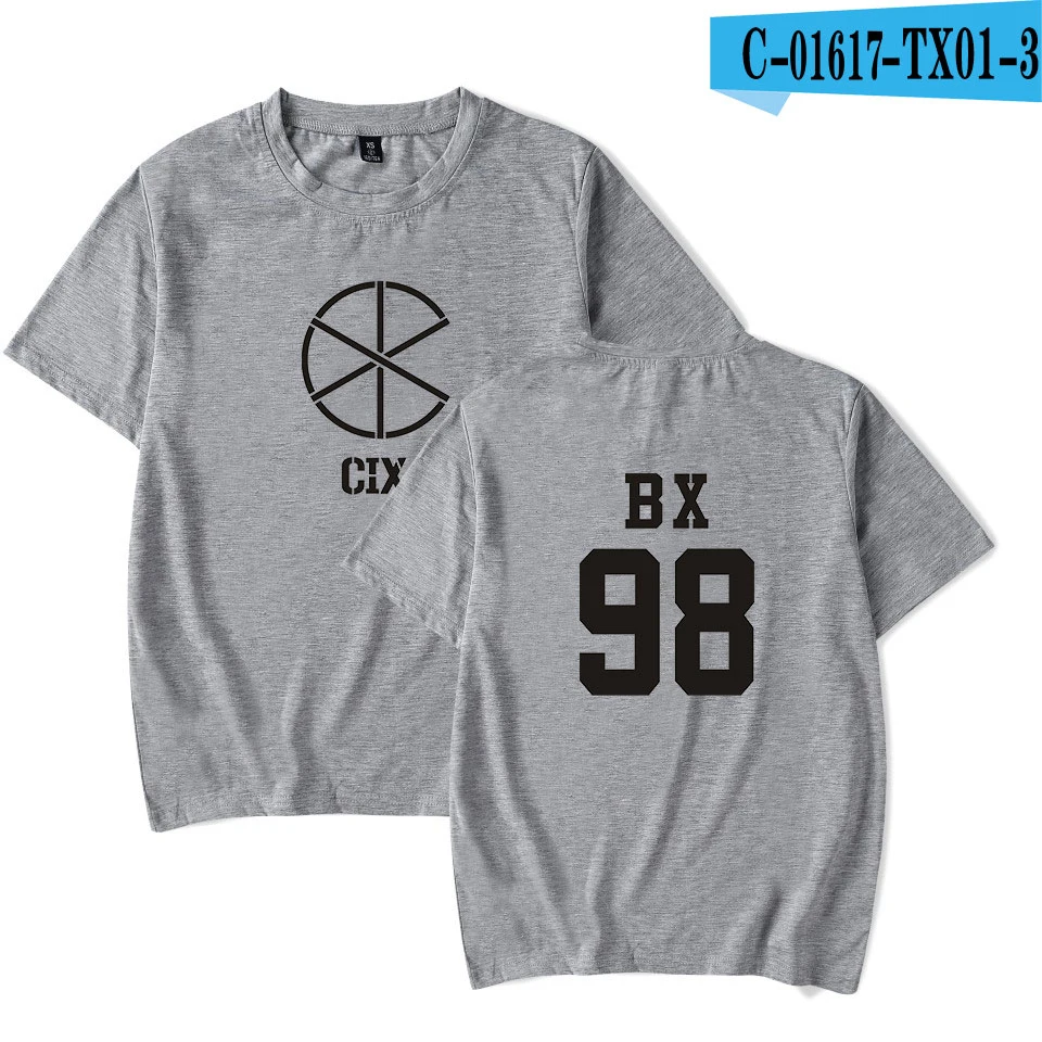 CIX корейский комбинированный soul альбом 2D стиль Kpop короткий рукав модная летняя футболка для отдыха с короткими рукавами - Цвет: gray