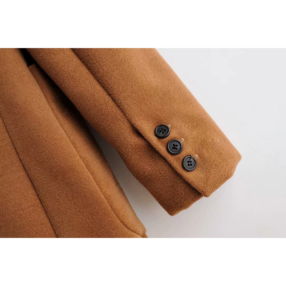 Женское зимнее шерстяное пальто из верблюжьей шерсти коллекция 2019 года модное