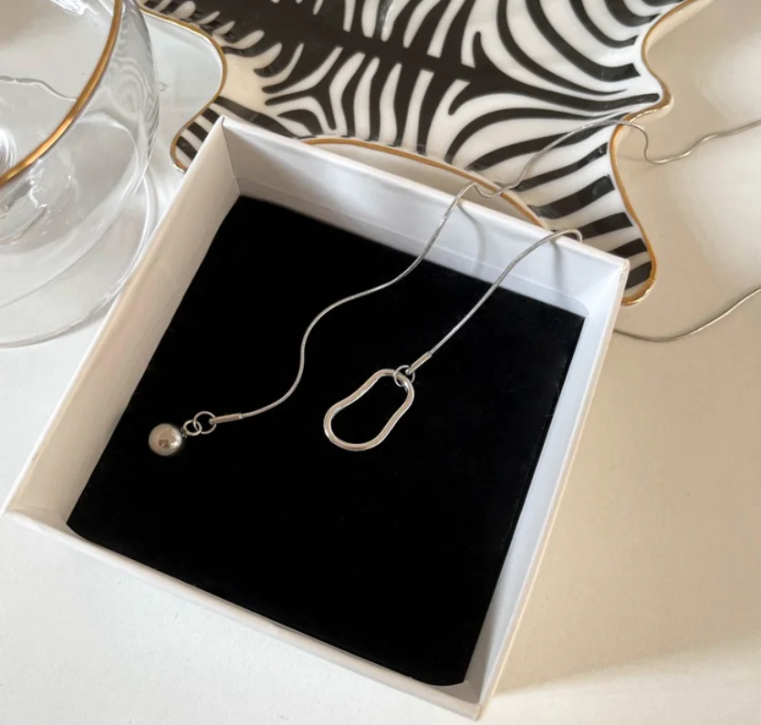 trend Metal ball titanium steel non-fading color pull adjustable necklace for women fashion jewelry