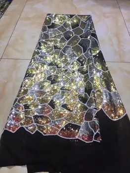 

New 3d flowers African Sequins Lace Fabric 2020 High Quality Lace French Sequence Tulle Lace Nigerian Lace Fabrics For Wedding