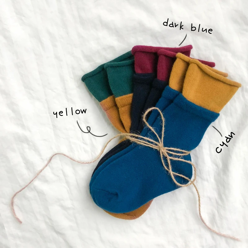 3 пар/лот, детские носки, осенне-зимние цветные полосатые детские хлопковые носки без пятки для мальчиков и девочек 3-12 лет - Цвет: 12