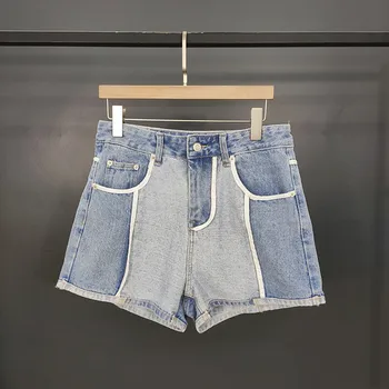 

Summer New Women Blue Denim Shorts Casual Cotton Jeans Loose Short Pants