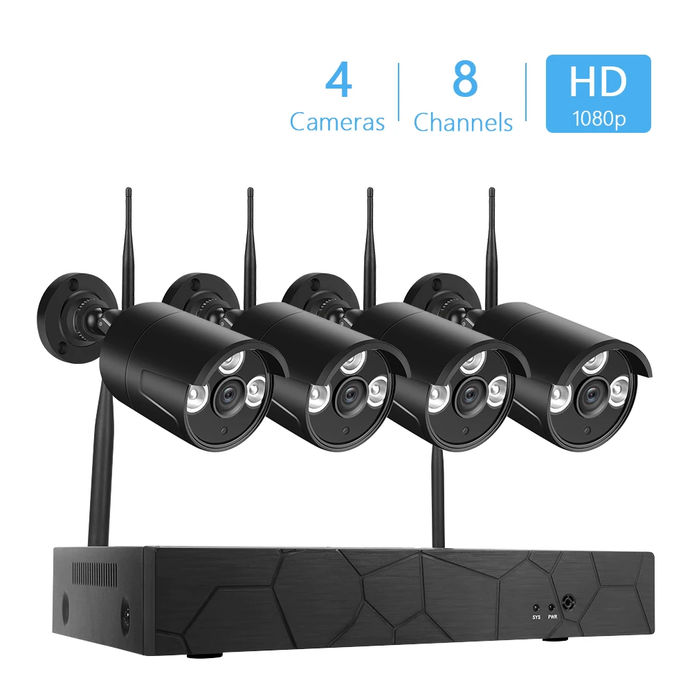 8/4CH 1080P Беспроводной CCTV Системы Wi-Fi NVR Наборы 4/2 шт. 1080P 2MP Беспроводной IP Камера Поддержка дистанционного Управление системы видеонаблюдения