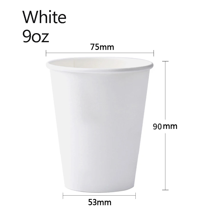 GIEMZA 9 унций бумага одноразовые стаканчики белый 20 шт красный синий Compostable цветные эко вечерние воды или кофейная чашка без держатель крышек - Цвет: Белый