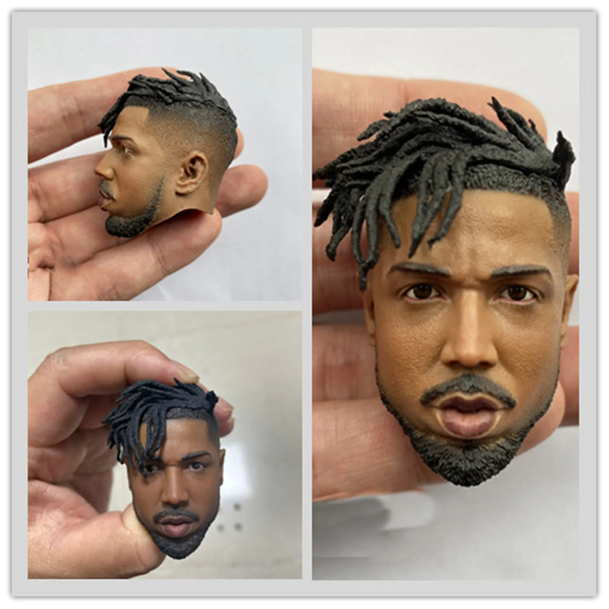 1/6 Black Panther Erik Killmonger Michael Bakari Jordan PVC Toy Fit 12'' Male Action Figure Body Soldier's Head Carving Model |
