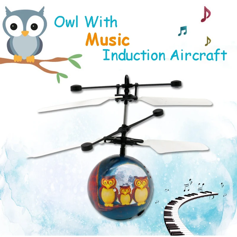 

Infrared Induction Drone Flying Flash LED Lighting Ball Helicopter Child Kid Toy Gesture-Sensing USB Charging (Singing Owl)(no r