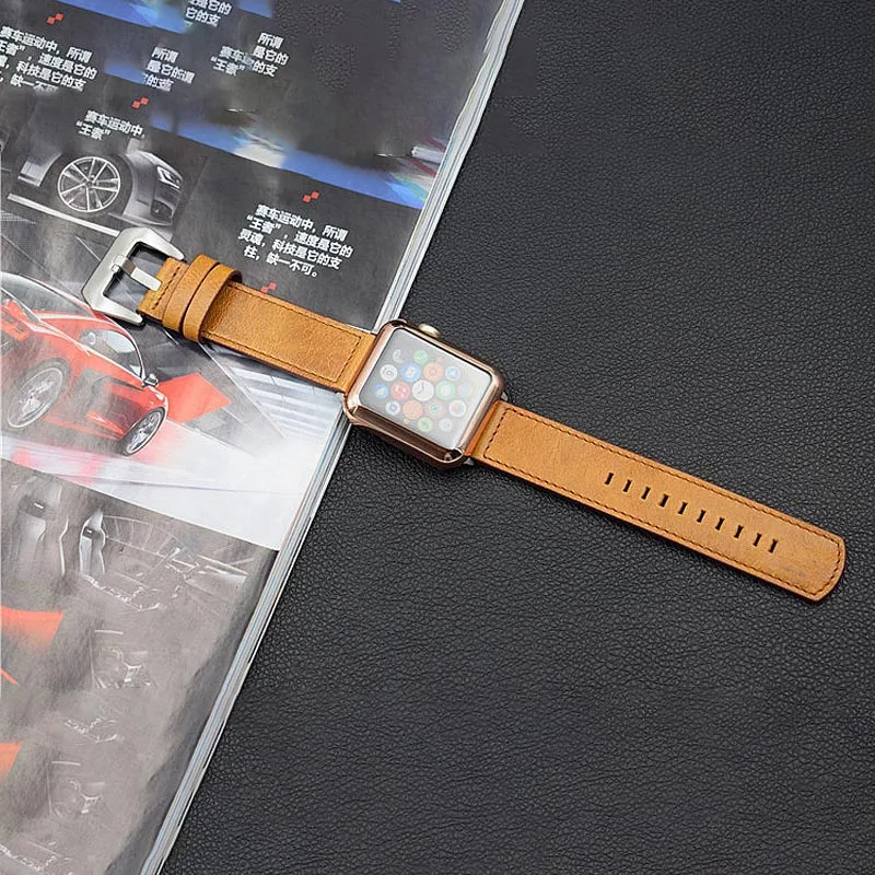 Light Brown Для Apple Watch серии 4 Винтаж натуральная кожа ремешок для часов 40/44 мм, 38 мм/42 мм Браслет для Apple iWatch серии 3/2/ремешок для часов - Цвет ремешка: Light Brown