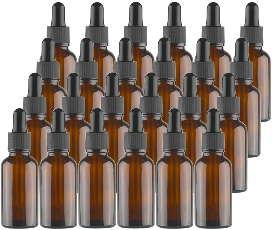 

24 Pcs Amber Glass Bottles Glass Eye Dropper 1 oz Dropper Bottles Essential Oils Perfumes Aromatherapy Chemistry Lab Chemicals