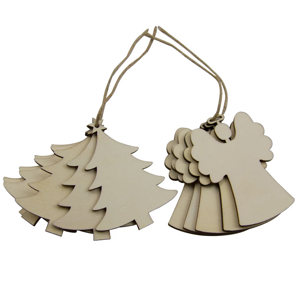 27 Pcs Christmas Wood Chip Tree Ornaments Xmas Hanging Pendant Party Wedding Birthday Decoration Board Game Arts Crafts