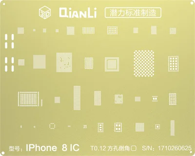 QianLi 3D BGA золото Шаблон трафарет для iPhone 8 P/8/7/7 P/6SP/6 P/A11/A10/A9/A8 NAND Процессор материнская плата, Пайка Ремонт - Цвет: 8 8P