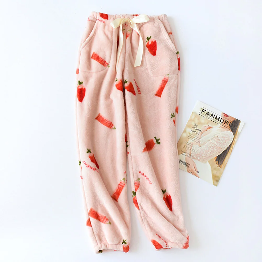Home Pants Women Spring Winter Double Gauze Thin Sleep Pants Sleep Bottoms Casual Printing Pyjamas Sleep Bottoms