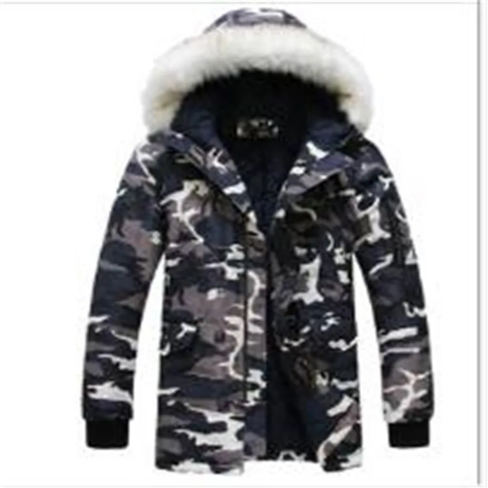 Новая зимняя теплая камуфляжная одежда с меховым воротником и капюшоном для пары