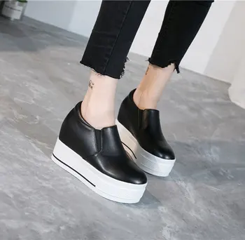 

2020 Autumn Thick-soled Loafers Female Muffin One Pedal Leisure Lazy Shoes Inside Increase Round Head Women's Singles Shoes Set