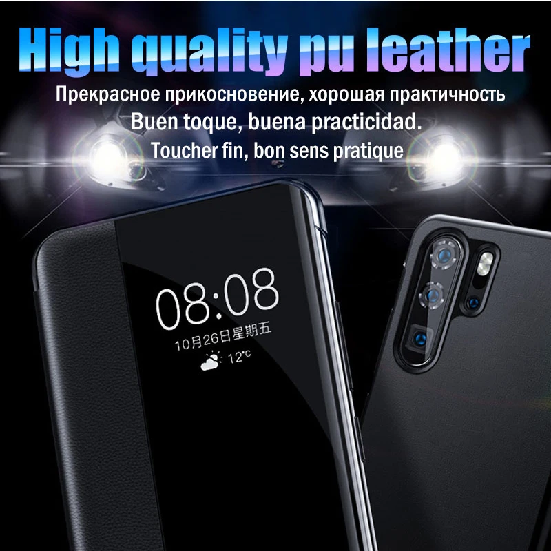 Умный оконный чехол для huawei P30 Pro P20 Lite Light P10 Plus откидной Чехол, кожаный чехол бампер для mate 20 Pro 10 Lite Lait Case