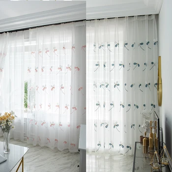 

1pc Modern Leaves Windows Tulle Curtains Living Room Bedroom Drapes Sheer for Windows Treatment Panel