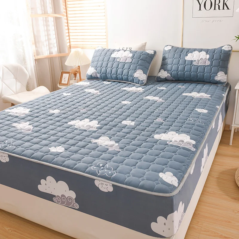 Elastic Band Fitted Sheet MattressProtector Bed Cover Queen Size Breathable Child Cute Mattress Embossed Quilted King | Дом и сад