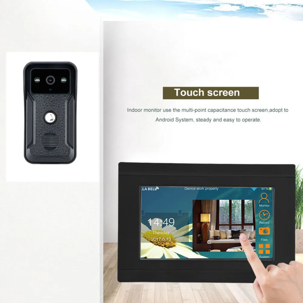 1080P 7 дюймов беспроводной/wifi умный IP видео дверной звонок Домофон с 3 ночного монитор для зрения+ 2 камеры