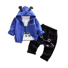 Осенняя Одежда для маленьких девочек костюмы Одежда для младенцев комплекты спортивные носки с изображением персонажей мультфильма, пальто, футболка и штаны, 3 шт./компл. Детский костюм