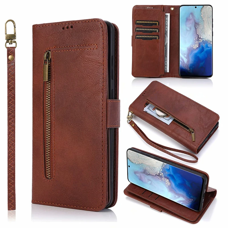 Откидной кожаный чехол-бумажник на молнии для Samsung S20 Ultral Note 20 Ultra 10 + 9 8 A70 A50 A40 S10 S8 S9