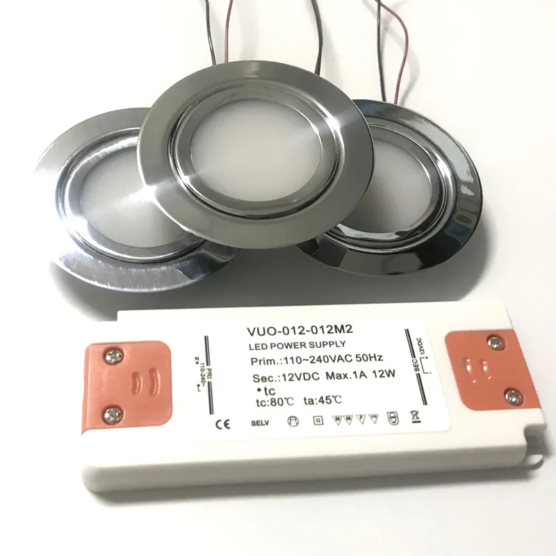 Stainless Steel 3Watt 12Volt Slim 14mm Mini LED Ceiling Light + 100-240V Ultra-thin Power Supply Furniture Cabinet Lighting Stainless Steel 3Watt 12Volt Slim 14mm Mini LED Ceiling Light + 100-240V Ultra-thin Power Supply Furniture Cabinet Lighting